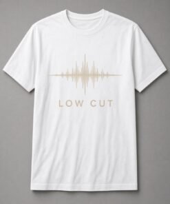 Low Cut Sound Wave unisex t-shirt in white with sharp audio waveform
