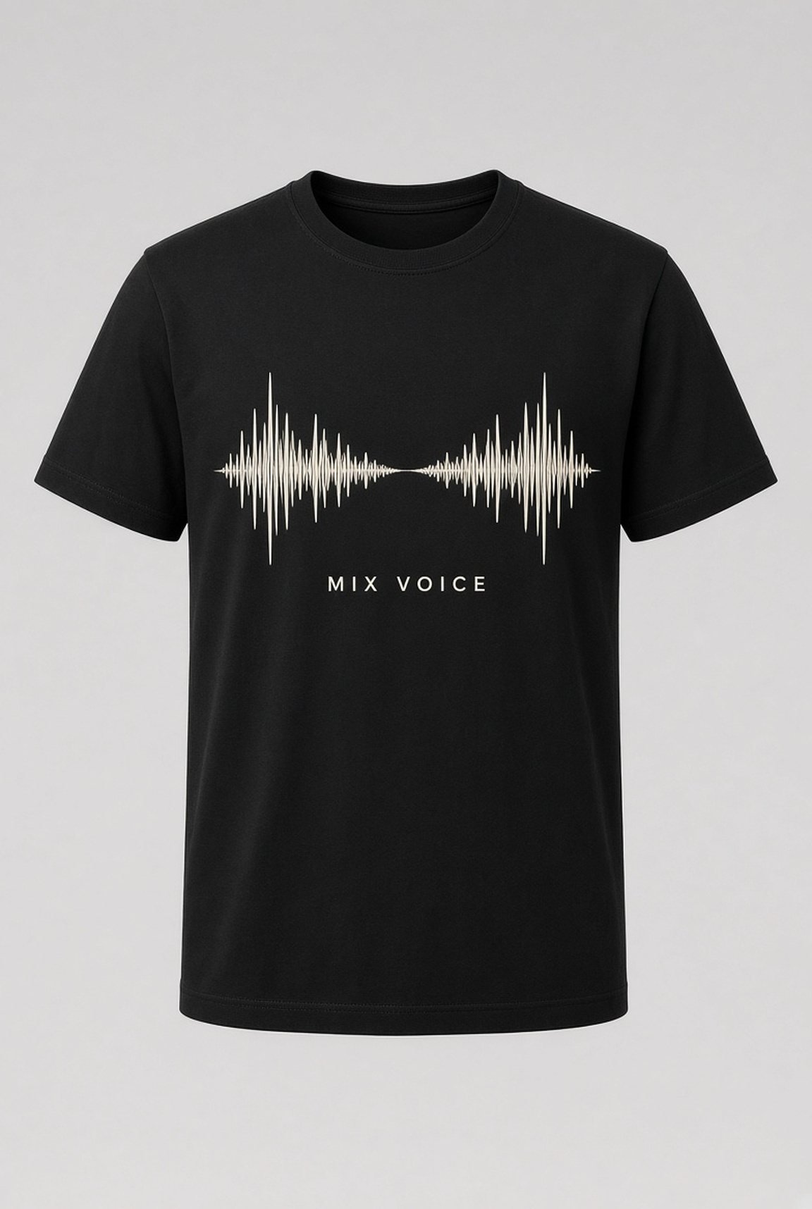 Mix Voice Sound Wave unisex t-shirt in black with two sound waves blending in the middle
